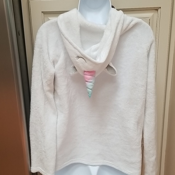 "I'm Really a Unicorn" Soft White Sweater w/Hoodie - Picture 2 of 13
